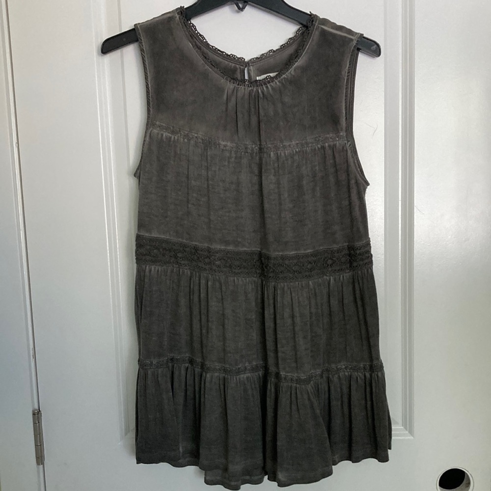 Knox Rose Sleeveless Women Gray Stretch Boho Tank top Size S